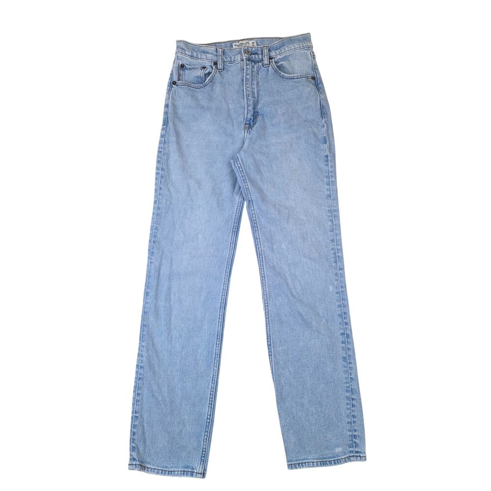 Abercrombie Ankle Straight Jeans Womens 26 Long Light Wash Ultra High Rise